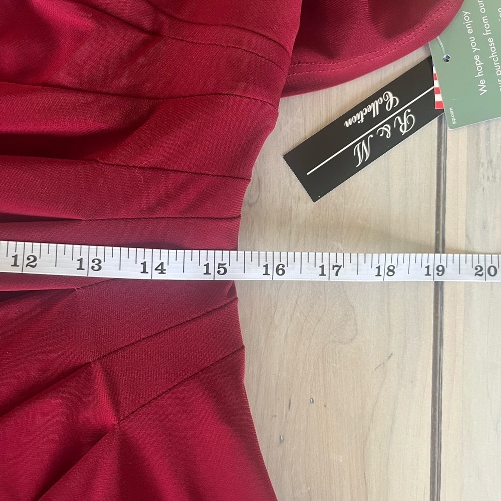 R&M Collection Formal Rhinestone Cold Shoulder Full Length Ruched Dress Merlot - Picture 11 of 15